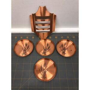 Vintage Fantasy Copperware Made in Canada 4 Coaster Set